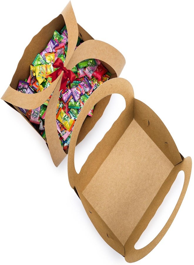 ELFULLY 50 Pack Paper Baskets for Gifts, 8.7" Kraft Basket with Handle Bulk, Empty Cookies Boxes for Desserts Snacks Donuts Pastries, Gifting Baskets for Party Wedding Anniversary Business DIY, Brown - Image 5